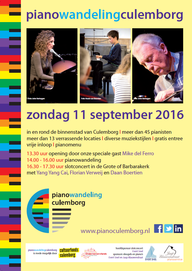 Poster Piano Festival Culemborg 2016